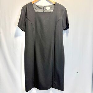 Cleo Classic Black Midi Dress Wool blend Tailored Silhouette Minimalist size 12